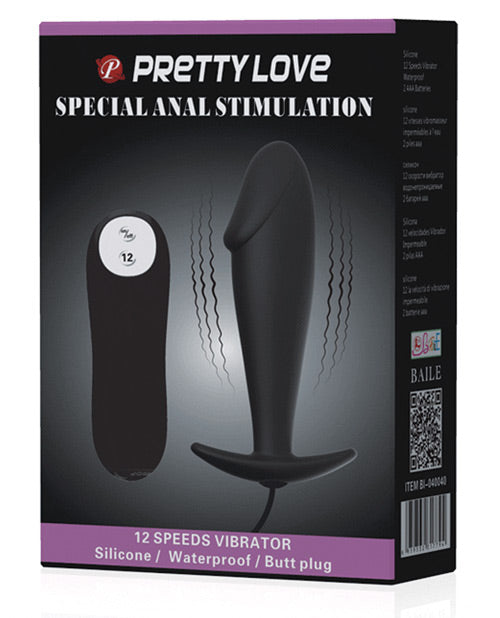 The Soft Hum Pretty Love Vibrating Penis Shaped Butt Plug - Black