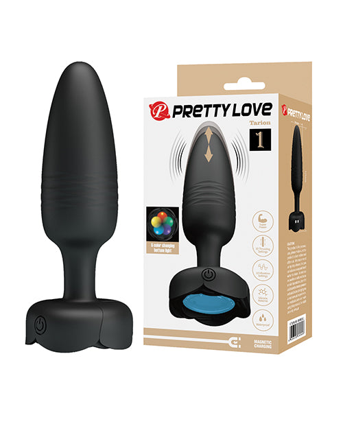 The Soft Hum Pretty Love Tarion Thrusting Butt Plug w/Multi Color Bottom Light - Black