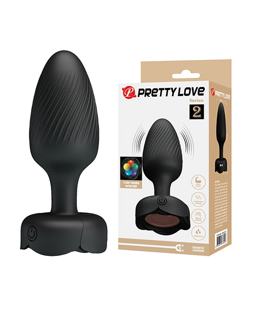 The Soft Hum Pretty Love Varian Large Butt Plug w/Multi Color Bottom Light - Black