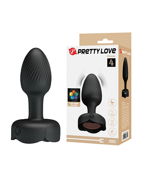 The Soft Hum Pretty Love Olman Small Butt Plug w/Multi Color Bottom Light - Black