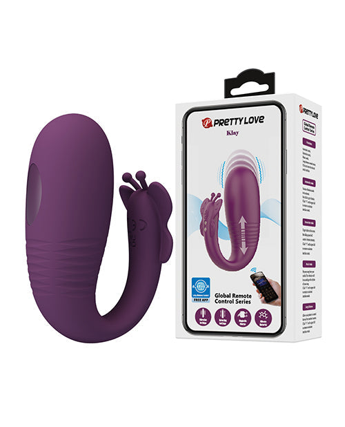 The Soft Hum Pretty Love Klay App-Enabled Thrusting Hands-Free Vibrator - Purple
