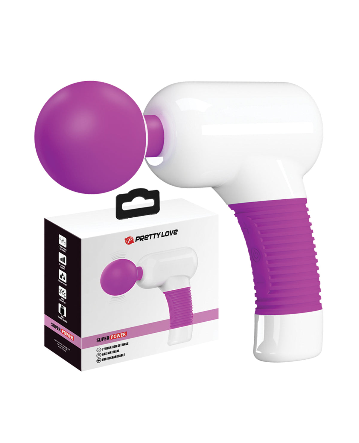 The Soft Hum Pretty Love Super Power Fun Gun Massager - White/Fuchsia