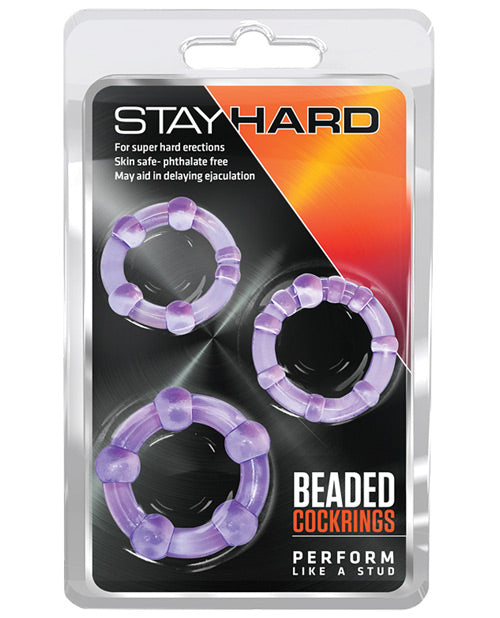 The Soft Hum Blush Stay Hard Beaded Cock Rings - Purple Pack of 3