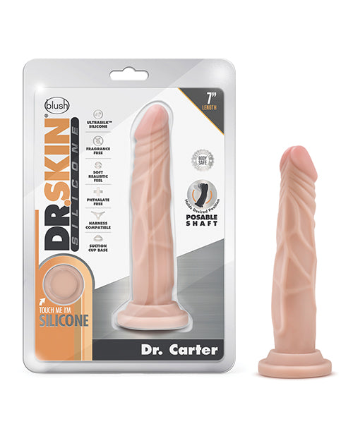 The Soft Hum Blush Dr. Skin Silicone Dr. Carter 7.5" Dildo - Vanilla