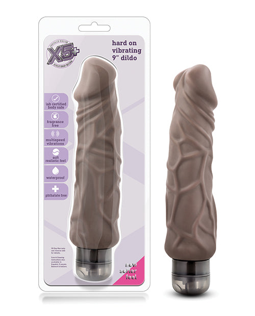 The Soft Hum Blush X5 Plus Hard On Vibrating 9" Dildo - Brown