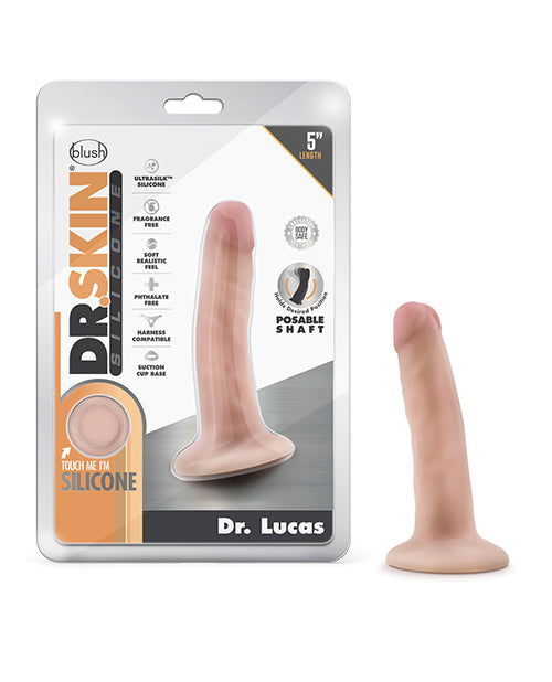 The Soft Hum Blush Dr. Skin Silicone Dr. Lucas 5.5" Dildo - Vanilla