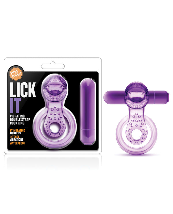 The Soft Hum Blush Play With Me Lick it Vibrating Double Strap Cockring - Purple