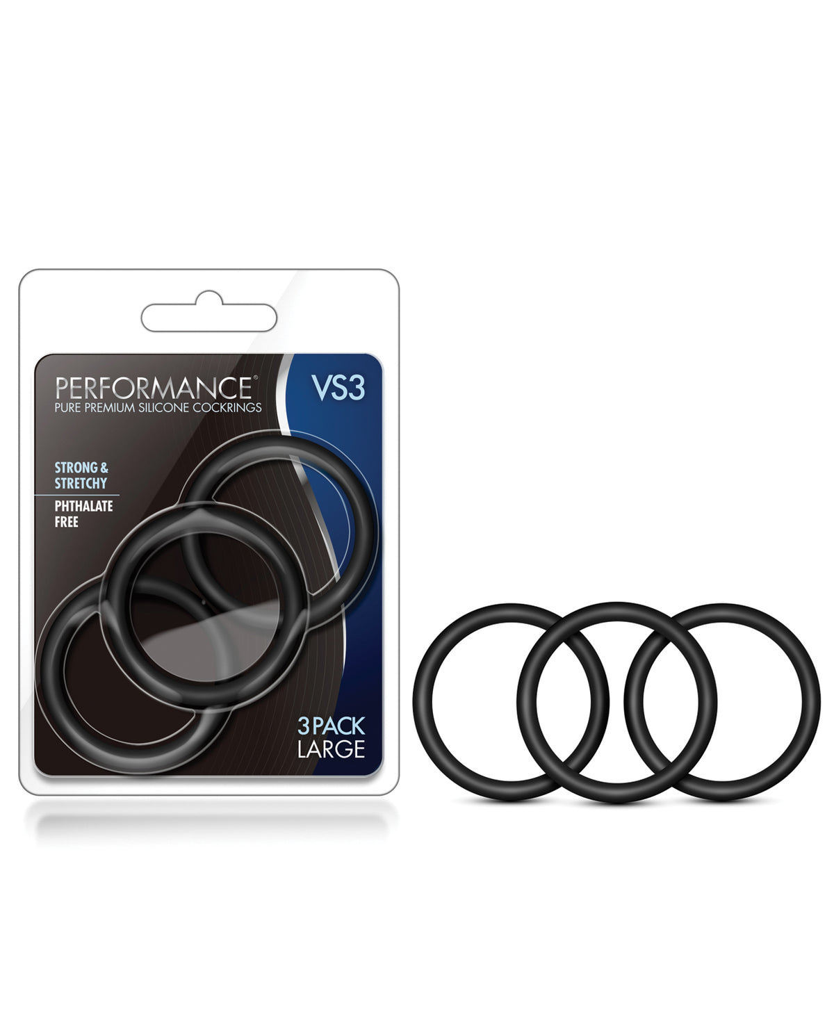 The Soft Hum Blush Performance VS3 Pure Premium Silicone Cockrings Large - Black