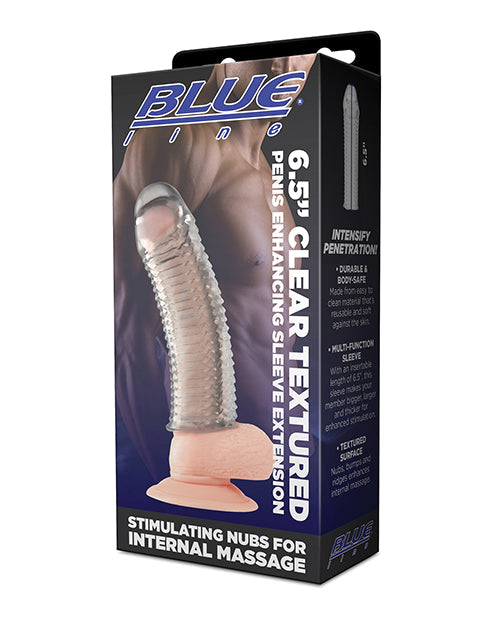 The Soft Hum Blue Line C &amp; B 6.5" Textured Penis Enhancing Sleeve Extension - Clear