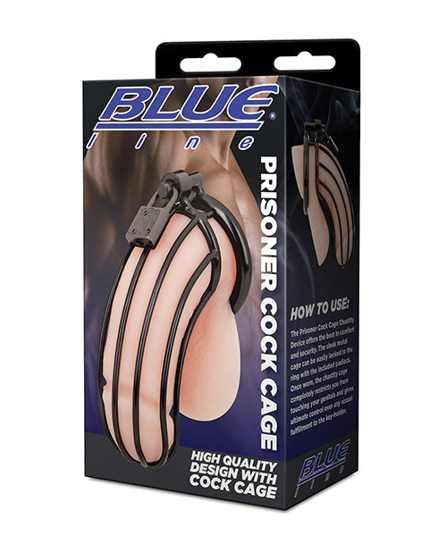The Soft Hum Blue Line Prisoner Cock Cage - Black