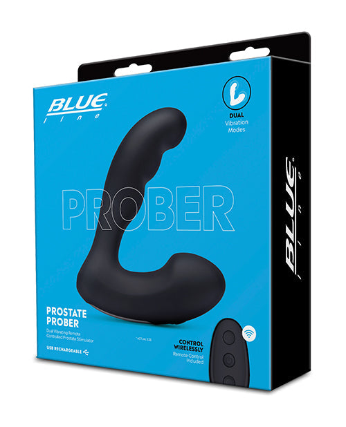 The Soft Hum Blue Line Vibrating Prostate Prober w/Remote - Black