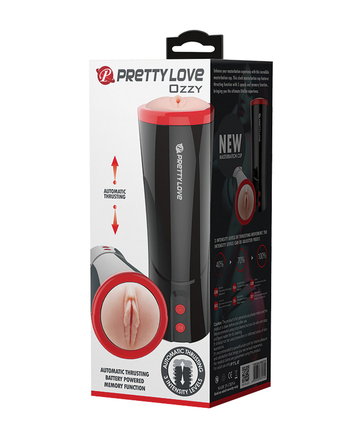 The Soft Hum Pretty Love Ozzy Thrusting Male Masturbator w/Flesh Sleeve - Black