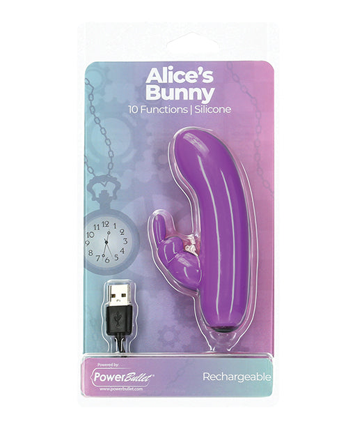 Alice's Bunny Rechargeable Bullet w/Rabbit Sleeve - 10 Functions Purple (2)