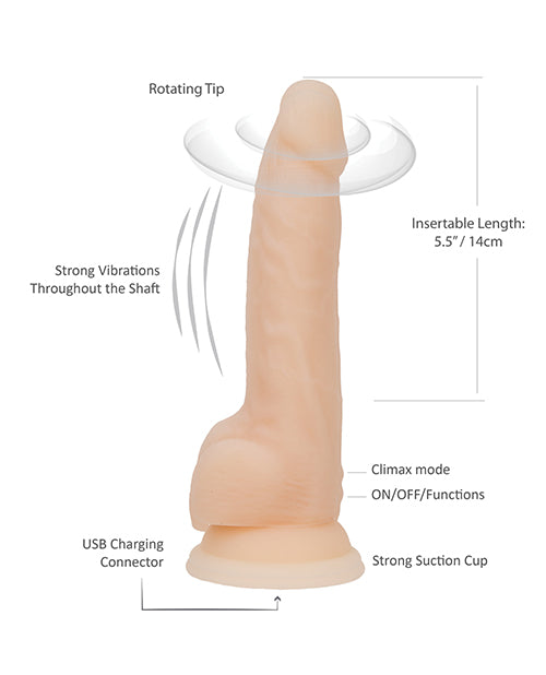 The Soft Hum Naked Addiction 8" Rotating &amp; Vibrating Dong - Flesh