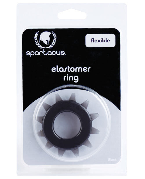 The Soft Hum Spartacus Elastomer Stud Cock Ring - Black