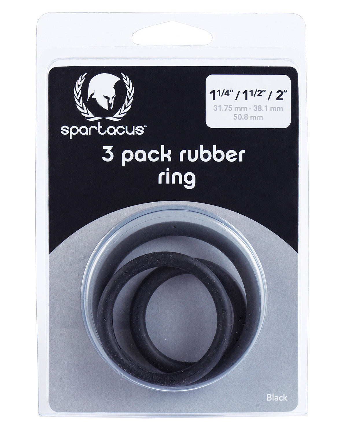 The Soft Hum Spartacus Rubber Cock Ring Set - Black Pack of 3