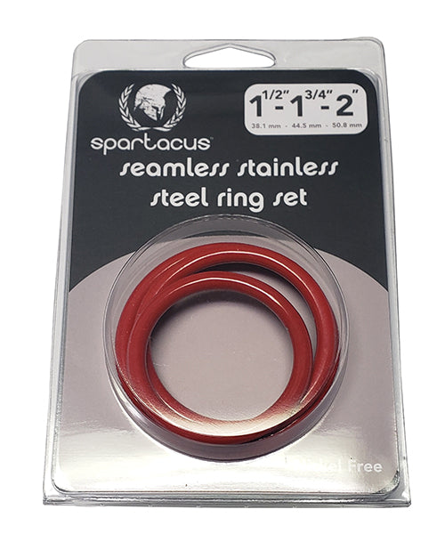 The Soft Hum Spartacus Seamless Stainless Steel C-Ring - Red Pack of 3