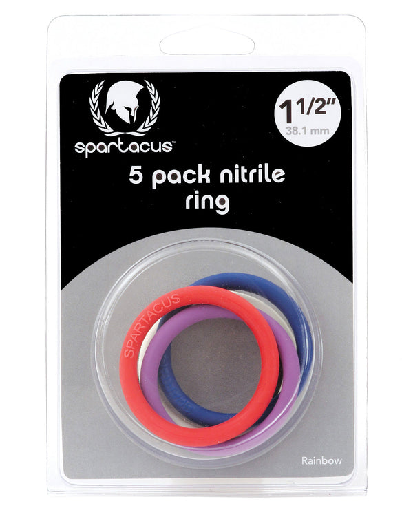 The Soft Hum Spartacus 1.5" Nitrile Cock Ring Set - Asst. Colors Pack of 5