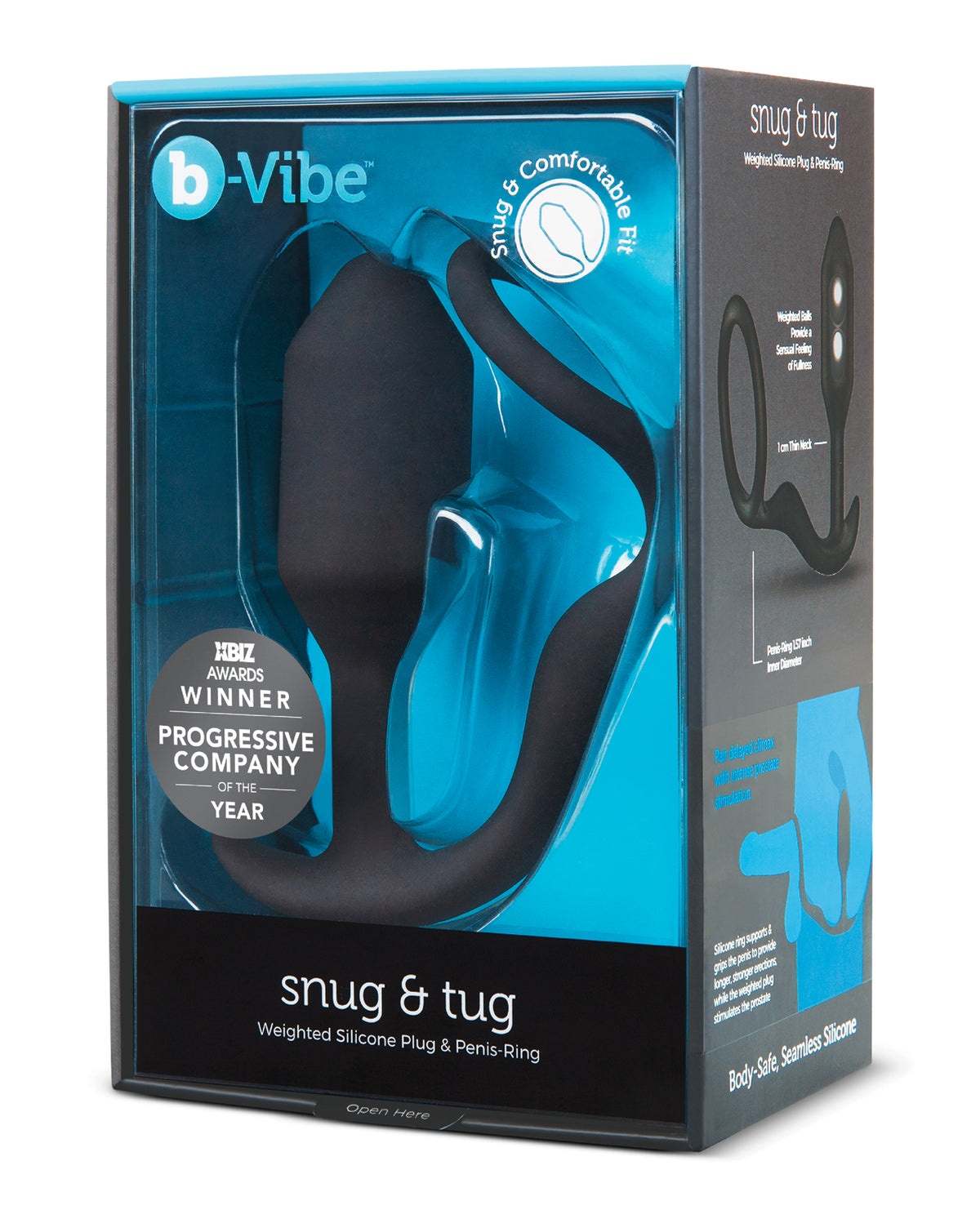 The Soft Hum b-Vibe Snug &amp; Tug Weighted Silicone &amp; Penis Ring - 128 g Black
