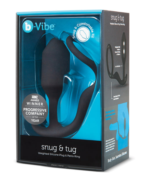 The Soft Hum b-Vibe Snug &amp; Tug Weighted Silicone &amp; Penis Ring - 128 g Black