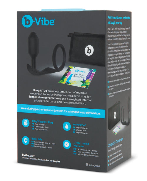 The Soft Hum b-Vibe Snug &amp; Tug Weighted Silicone &amp; Penis Ring - 128 g Black - Image 2
