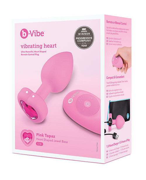 The Soft Hum b-Vibe Vibrating Heart Plug S/M - Pink