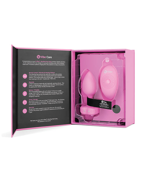 The Soft Hum b-Vibe Vibrating Heart Plug S/M - Pink - Image 2