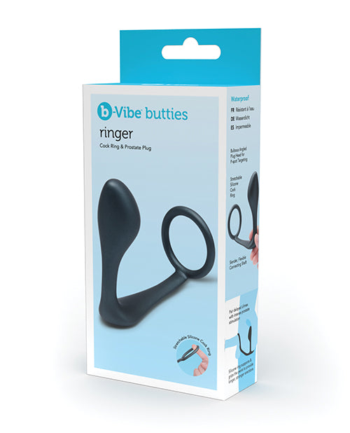 The Soft Hum b-Vibe Butties Ringer Cock Ring &amp; Prostate Plug - Black