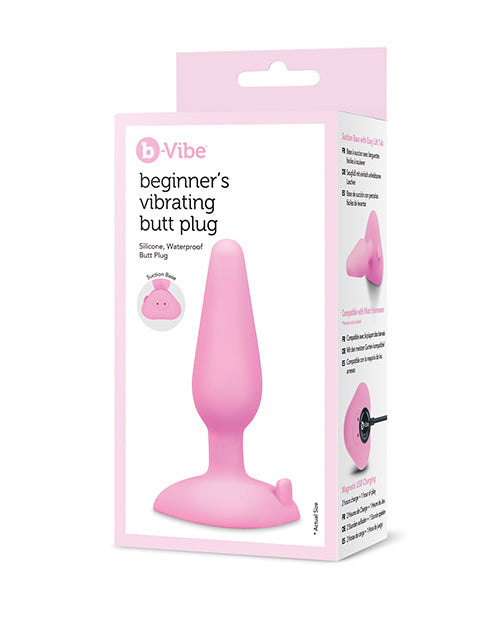 The Soft Hum b-Vibe Beginner's Vibrating Tapered Butt Plug - Pink