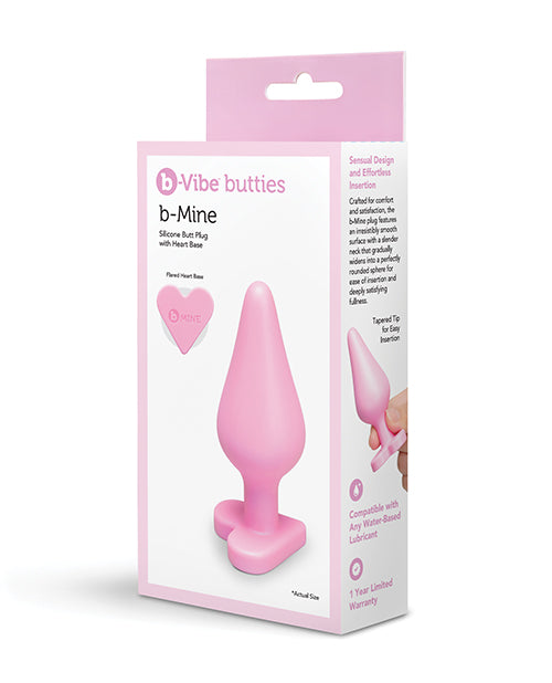 The Soft Hum B-Mine Butties - Silicone Butt Plug with Heart Base - Pink