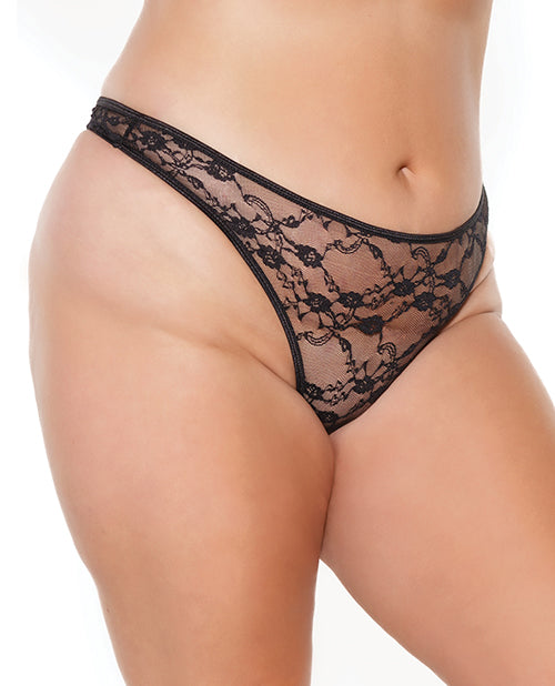 The Soft Hum Stretch Lace High Leg Thong Black OS/XL