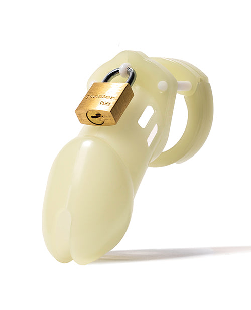 The Soft Hum CB-6000 3 1/4" Cock Cage &amp; Lock Set - Glow in the Dark