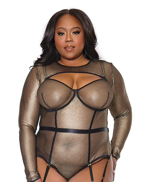 The Soft Hum Holiday Metallic Fishnet Shrug Black/Gold OS/XL