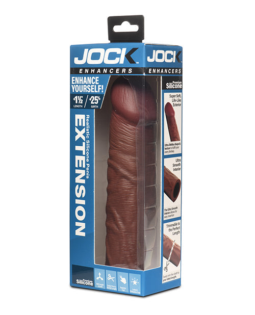 The Soft Hum Curve Toys Jock Enhancers 1.5" Silicone Penis Extension Sleeve - Dark