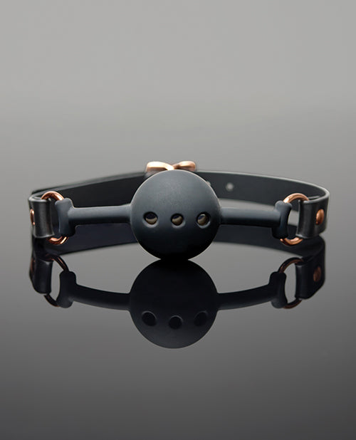 The Soft Hum Pleasure Collection Adjustable Ball Gag - Black / Rose Gold O/S