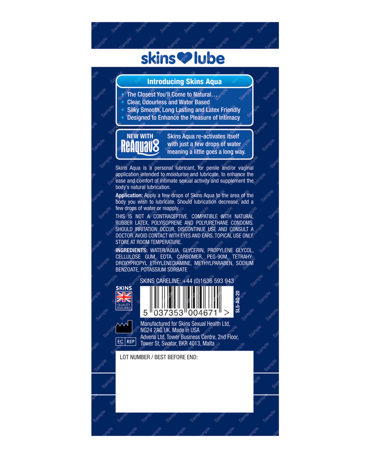 The Soft Hum Skins Aqua Water Based Lubricant - 5 ml Foil