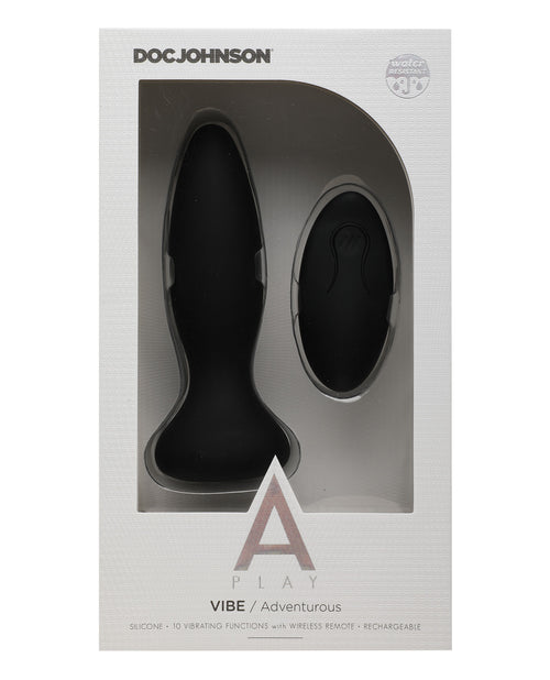 A Play Rechargeable Silicone Adventurous Anal Plug w/Remote - Black (2)