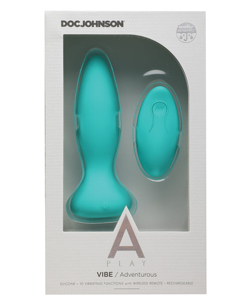 A Play Rechargeable Silicone Adventurous Anal Plug w/Remote - Teal (2)