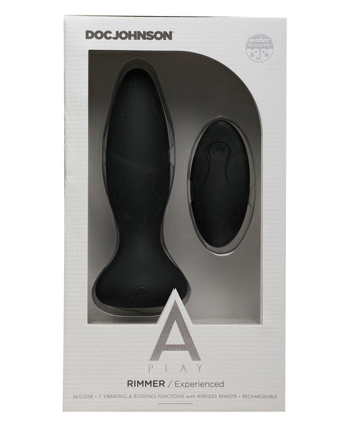 A Play Rimmer Experienced Rechargeable Silicone Anal Plug w/Remote - Black (2)