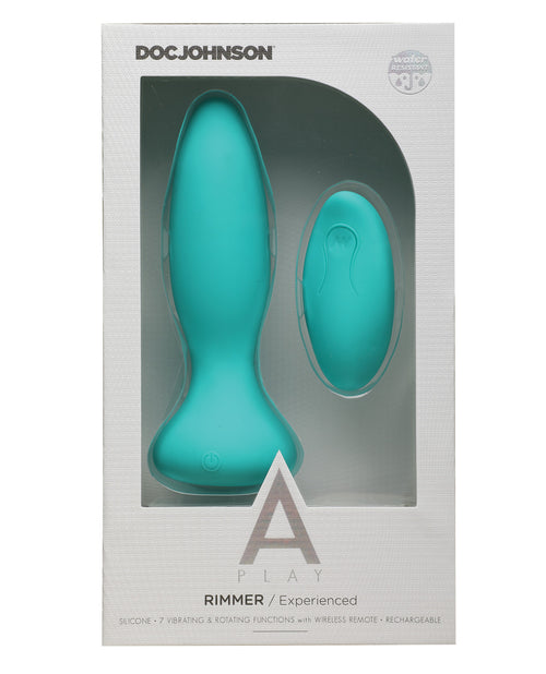 A Play Rimmer Experienced Rechargeable Silicone Anal Plug w/Remote - Teal (2)