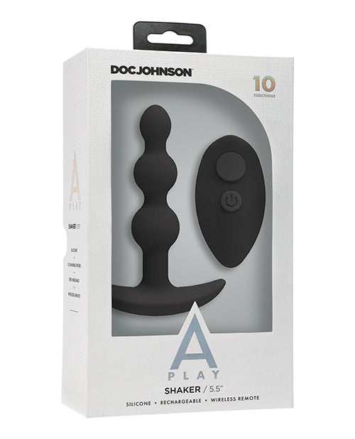 The Soft Hum A Play Beaded Rechargeable Silicone Anal Plug w/Remote - Black - Image 2