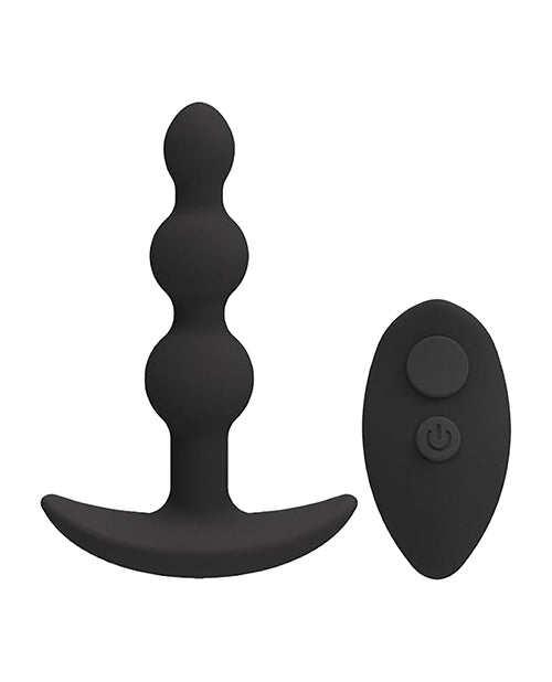 The Soft Hum A Play Beaded Rechargeable Silicone Anal Plug w/Remote - Black