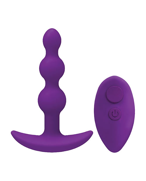 The Soft Hum A Play Beaded Rechargeable Silicone Anal Plug w/Remote - Purple - Image 2