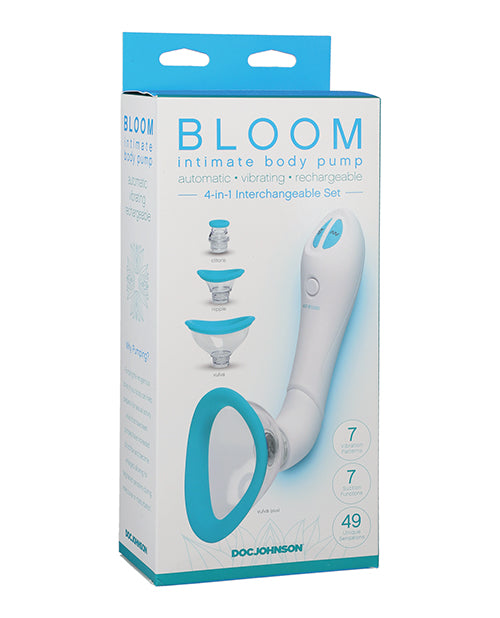 The Soft Hum Bloom Intimate Body Automatic Vibrating Rechargeable Pump - Sky Blue/White