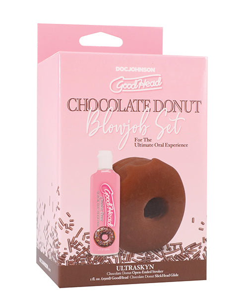 GoodHead - Chocolate Donut Blowjob Set Includes Stroker &amp; Slick Head Glide - 1 oz Bottle Choc.
