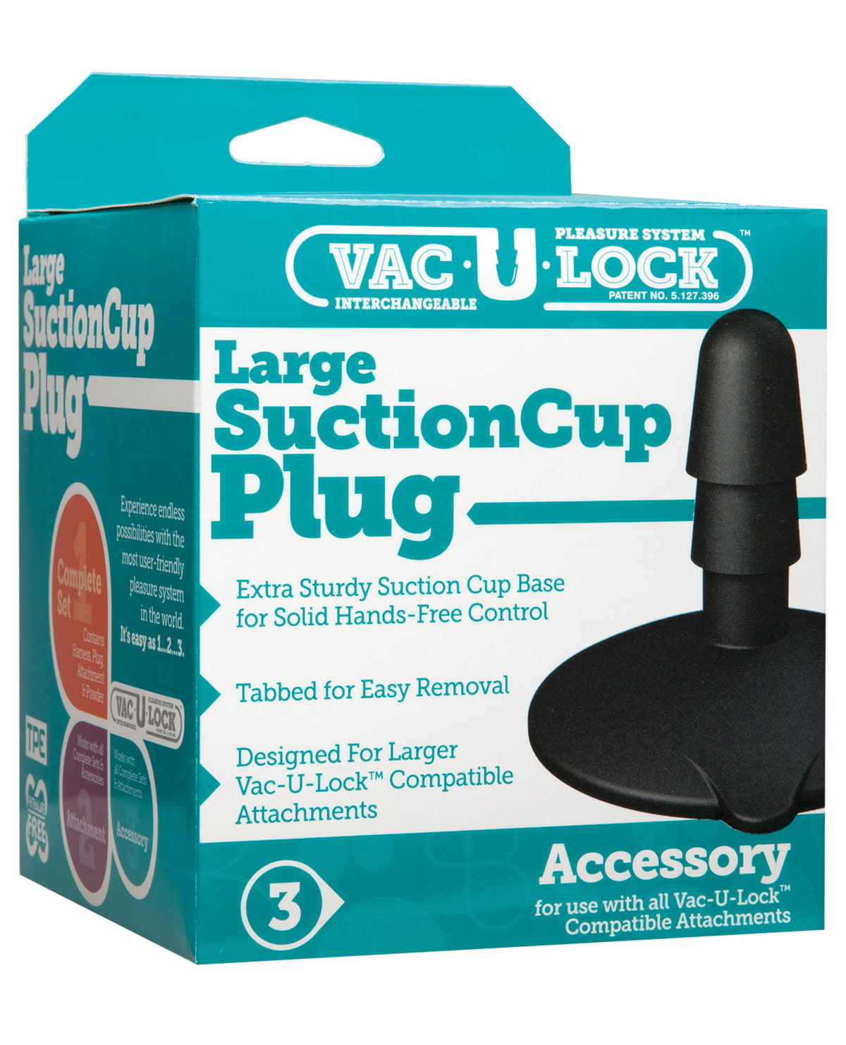 The Soft Hum Vac-U-Lock Large Suction Cup Plug - Black