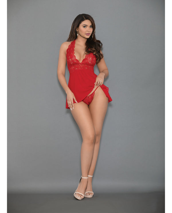 Euphoria Shorty Babydoll &amp; Open Panty Red O/S