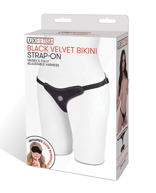 The Soft Hum Lux Fetish Velvet Bikini Strap On - Black