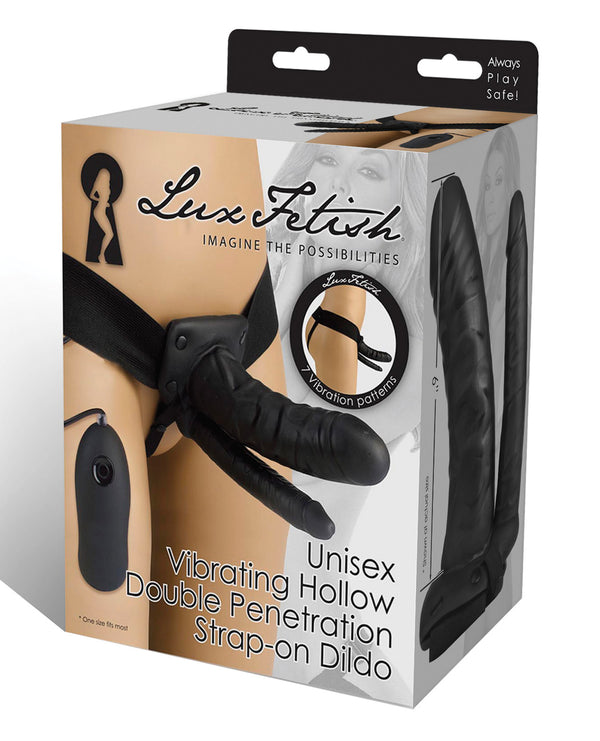 The Soft Hum Lux Fetish Unisex Vibrating Hollow Double Penetration Strap On Dildo