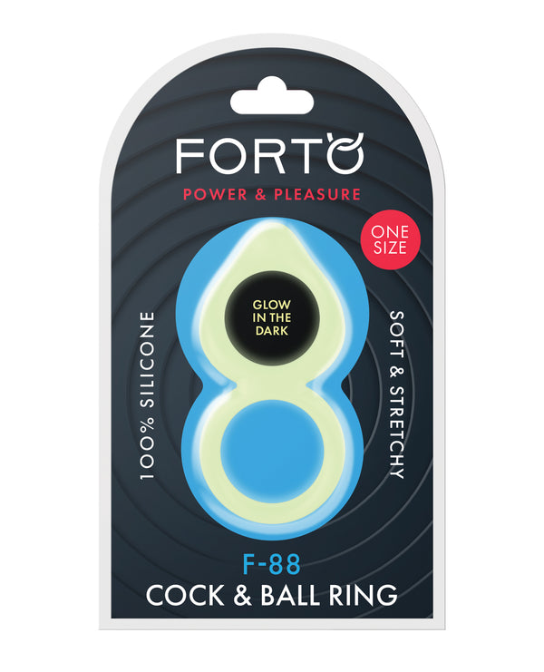 The Soft Hum Forto F-88 Double Ring Liquid Silicone Cock Ring - Glow in the Dark